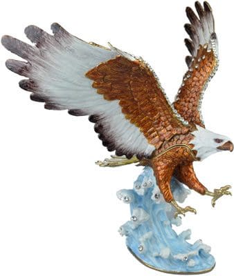 10.7" Big eagle talons out crystal studded jewelry trinket box