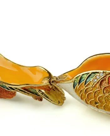 3.2" Mandarin Duck Crystal Studded Jewelry Trinket Box