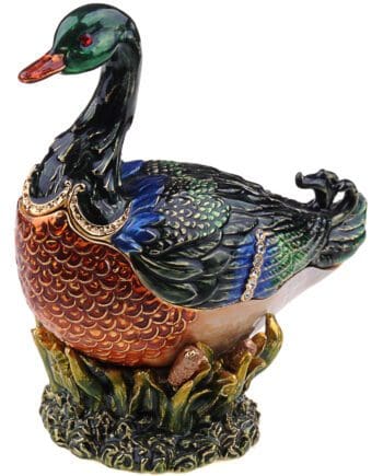 3.6" Wild duck crystal studded jewelry trinket box