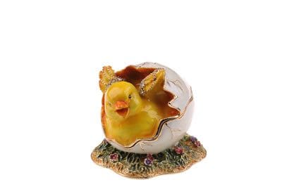 2" Chick Hatching Crystal Studded Jewelry Trinket Box
