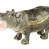 3.75" Hippo Crystal Studded Jewelry Trinket Box