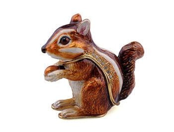 2.5" Chipmunk Crystal Studded Jewelry Trinket Box