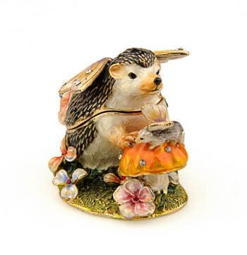 2.6" Hedgehog Crystal Studded Jewelry Trinket Box