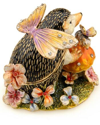 2.6" Hedgehog Crystal Studded Jewelry Trinket Box