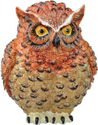 5.4" Big Owl Crystal Studded Jewelry Trinket Box