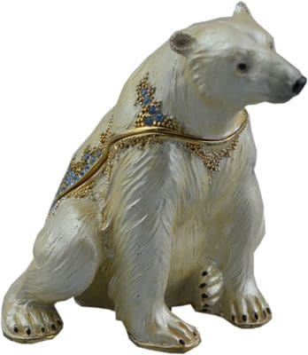 3.2" Polar Bear Crystal Studded Jewelry Trinket Box