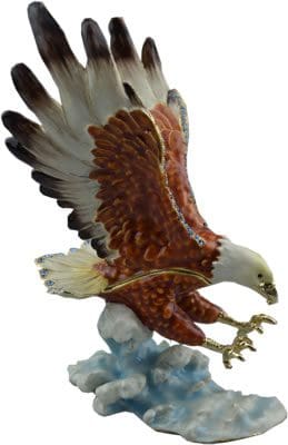 6.4" Bald Eagle Talons Out Crystal Studded Jewelry Trinket Box