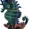 4" Blue Seahorses Mother & Baby Crystal Studded Jewelry Trinket Box