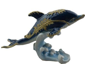 4.5" Porpoise Crystal Studded Jewelry Trinket Box