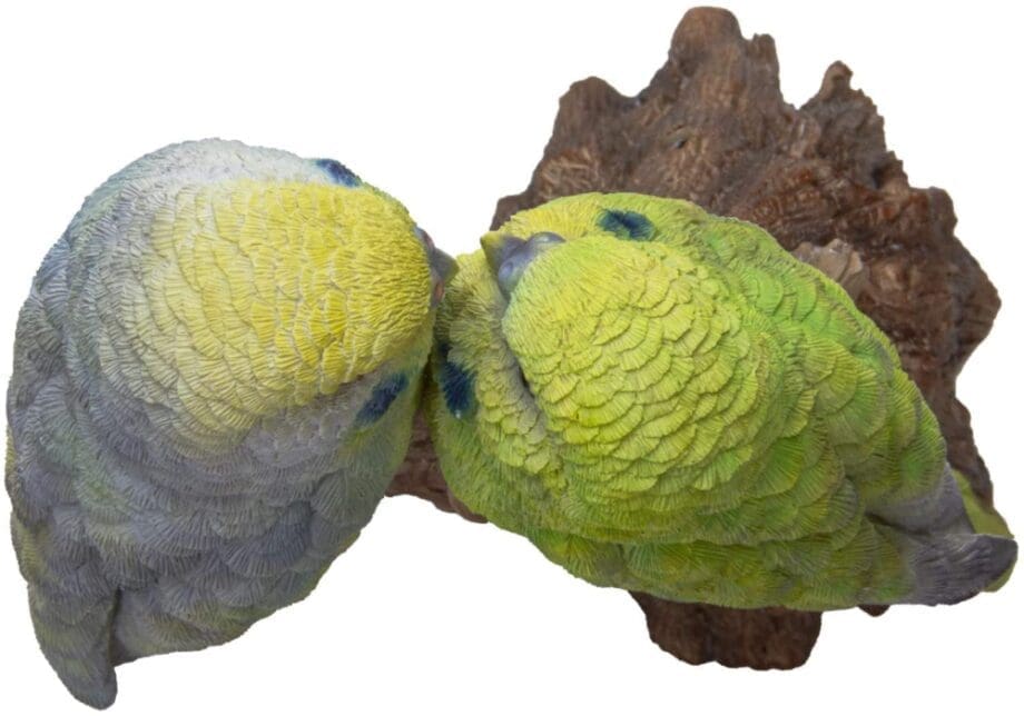7" Blue & Green Budgerigar Pair Motion Activated Singing Figurine
