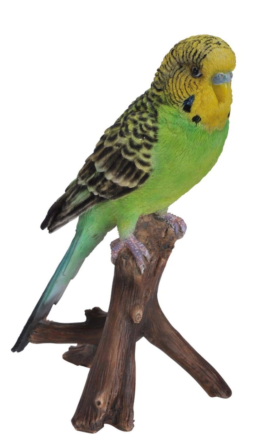 6.5" Green Budgie on a Branch Figurine