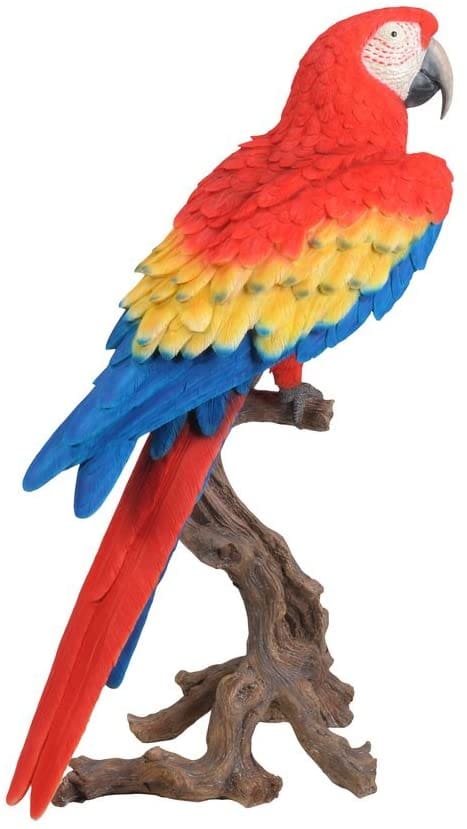 15" Scarlet Macaw Parrot on a Branch Figurine