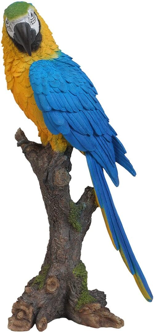 15" Blue & Gold Macaw Parrot on a Branch Figurine
