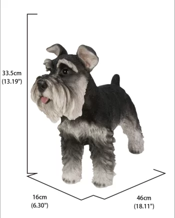 13" Grey Miniature Schnauzer Standing Figurine