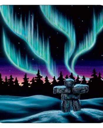 "Sky Dance – Inukshuk" 4" x 4" Coaster Set by Artist Amy Keller-Rempp