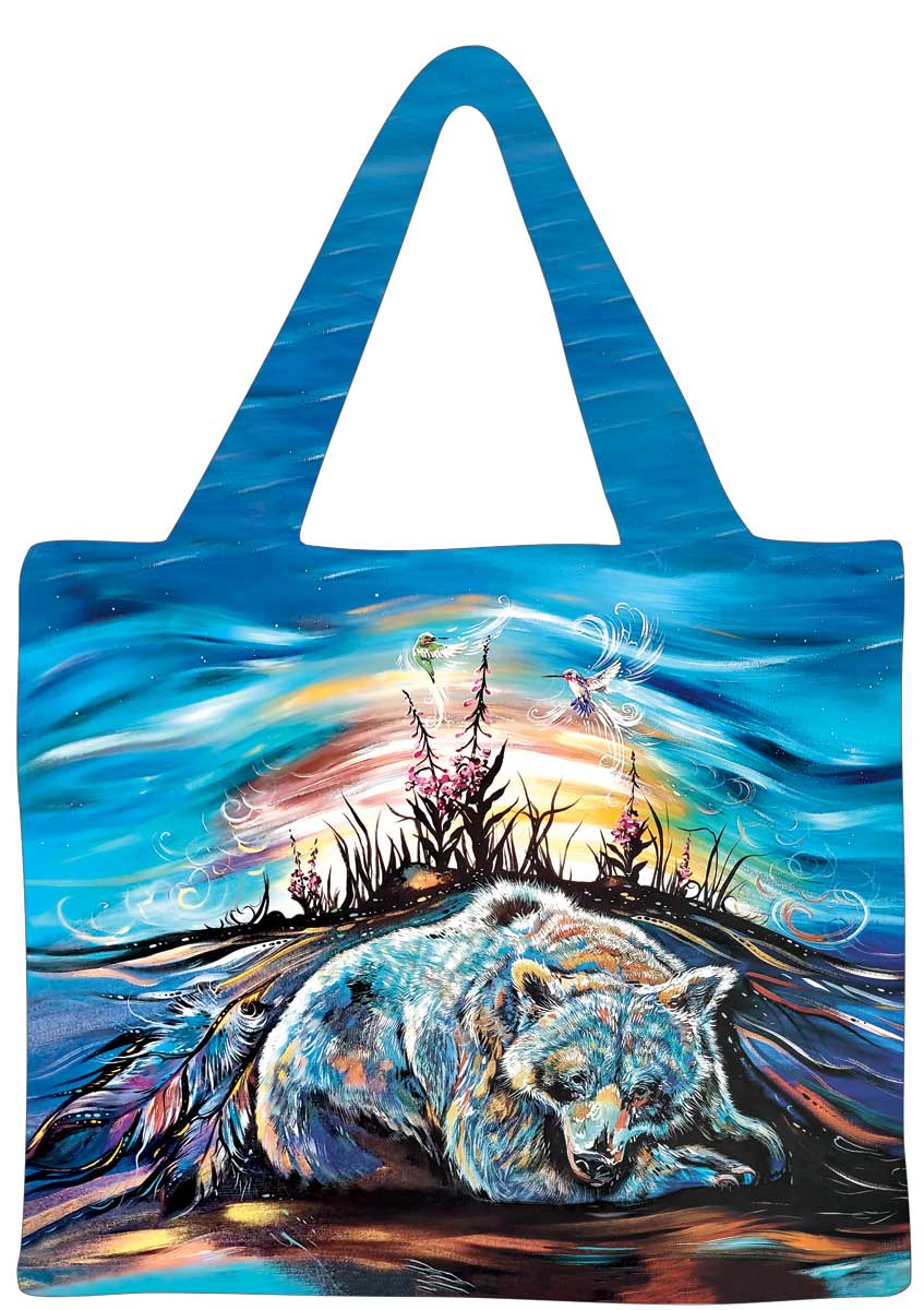 "Sleepy Bear" 18" x 15" Reusable Art Shopping Bag by Artist Carla Joseph