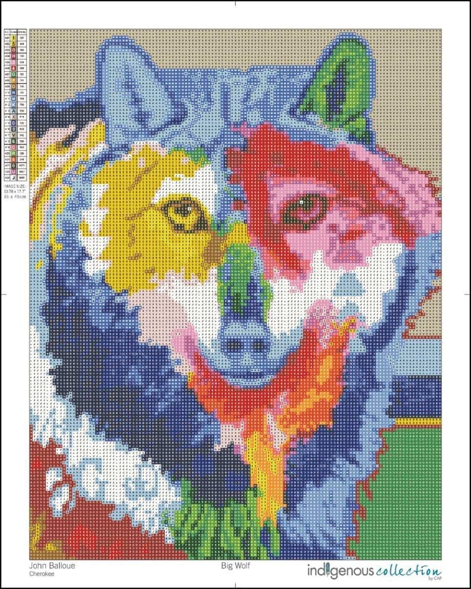 "Big Wolf" 19.7" x 15.75" Diamond Art by Artist John Balloue