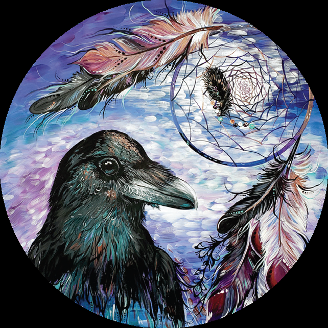 Raven Dream Catcher & Loon With Dragonfly 7.5" Signature Plates Box Set by Artist Carla Joseph