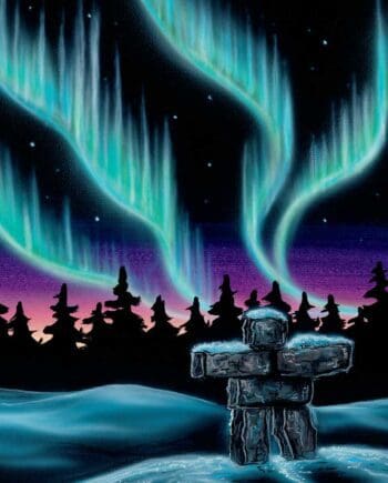 Sky Dance - Inukshuk 8x10" or 12x18" Art Plaques by Artist Amy Keller-Rempp