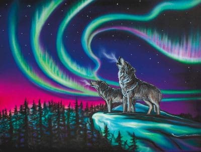 Sky Dance – Wolf Song 19.7" x 15.75" Diamond Art Kit by Artist Amy Keller-Rempp