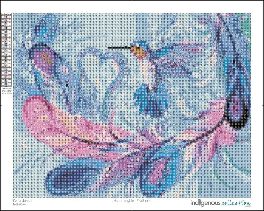 Hummingbird Feathers 19.7" x 15.75" Diamond Art Kit by Artist Carla Joseph