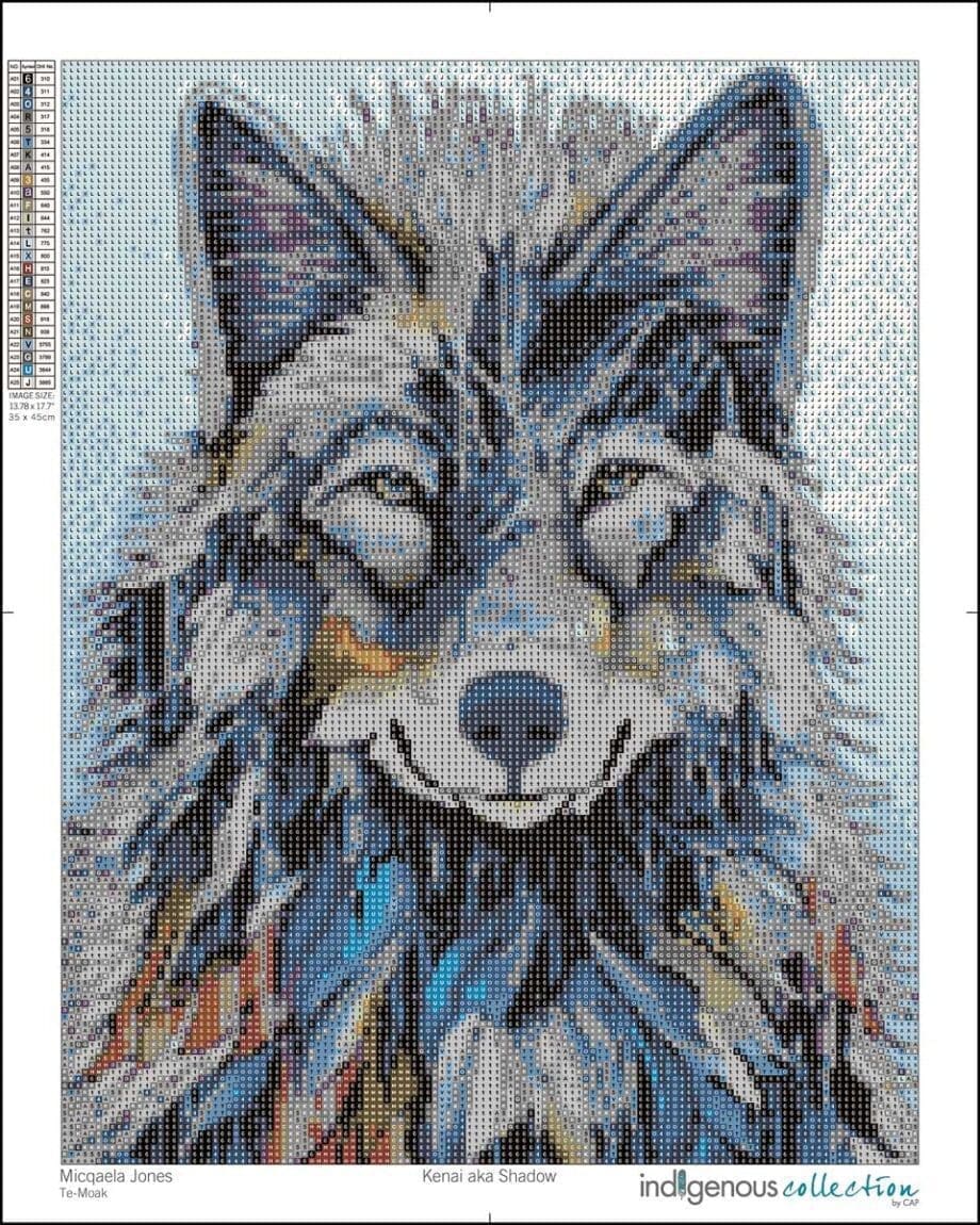 Kenai aka Shadow (Wolf) 19.7" x 15.75" Diamond Art Kit by Artist Micqaela Jones
