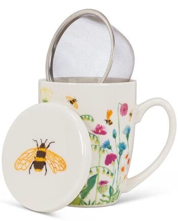 12 oz. Bumble Bee Garden Covered Mug & Strainer