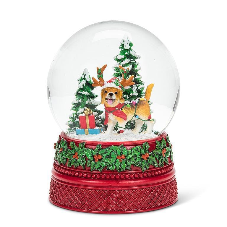 5" Holiday Dog & Tree Snow Globe