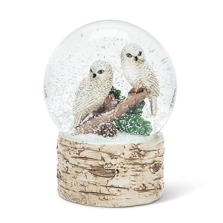 5" Owl Pair on Branch Snow Globe