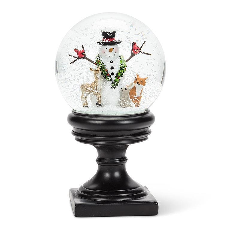 8" Snowman with Animals Pedestal Snow Globe