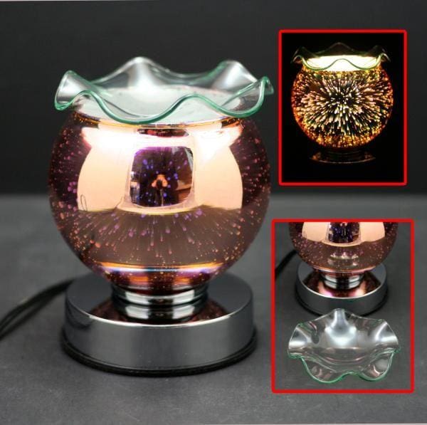6" Fireworks Design Glass Touch Sensor Lamp with Scented Wax Glass Holder