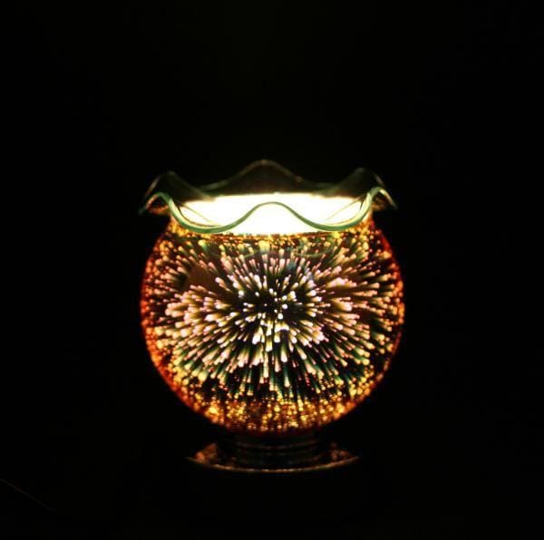 6" Fireworks Design Glass Touch Sensor Lamp with Scented Wax Glass Holder