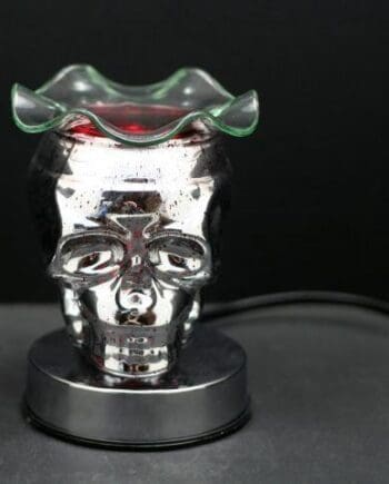 6" Red Skull 3D Laser Engraved Glass Touch Sensor Light with Scented Wax Glass Holder