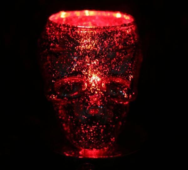 6" Red Skull 3D Laser Engraved Glass Touch Sensor Light with Scented Wax Glass Holder