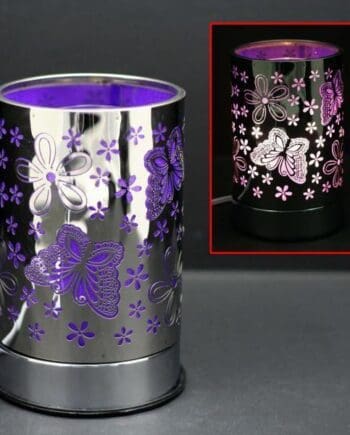 7" Purple Butterfly Touch Sensor Light with Scented Wax Glass Holder