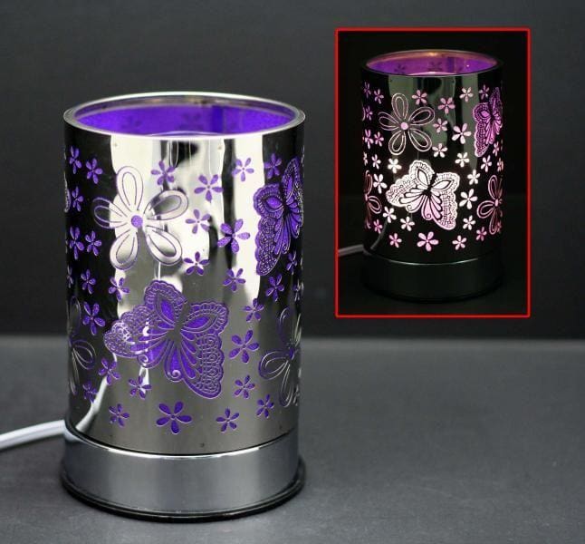 7" Purple Butterfly Touch Sensor Light with Scented Wax Glass Holder