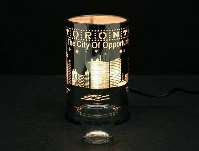 7" Silver Toronto Scenery Touch Sensor Light with Scented Wax Glass Holder