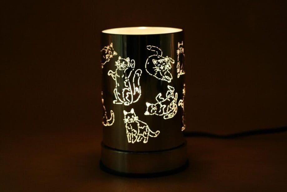 7" Silver Cat Touch Sensor Light with Scented Wax Glass Holder