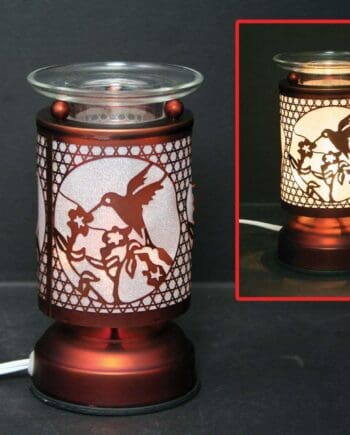 6.5" Hummingbird Copper Finish Touch Sensor Lamp with Scented Wax Glass Holder