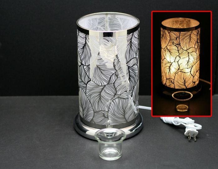 9.5"Silver Feather Touch Sensor Light with Scented Wax Glass Holder