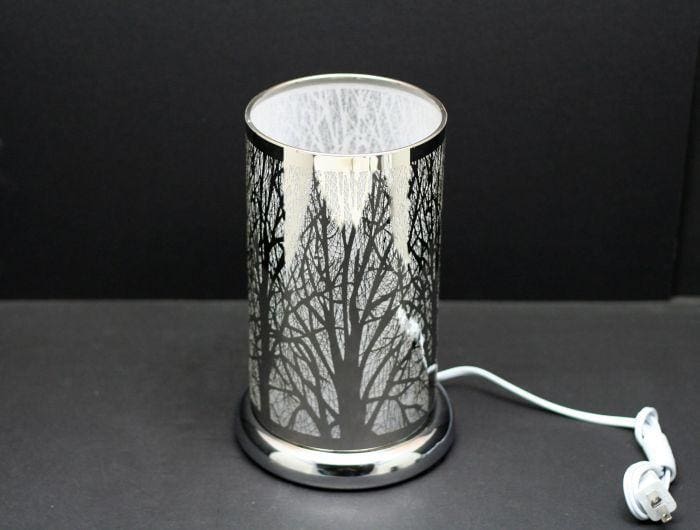 9.5" Silver Forest Design Touch Sensor Light with Scented Wax Glass Holder