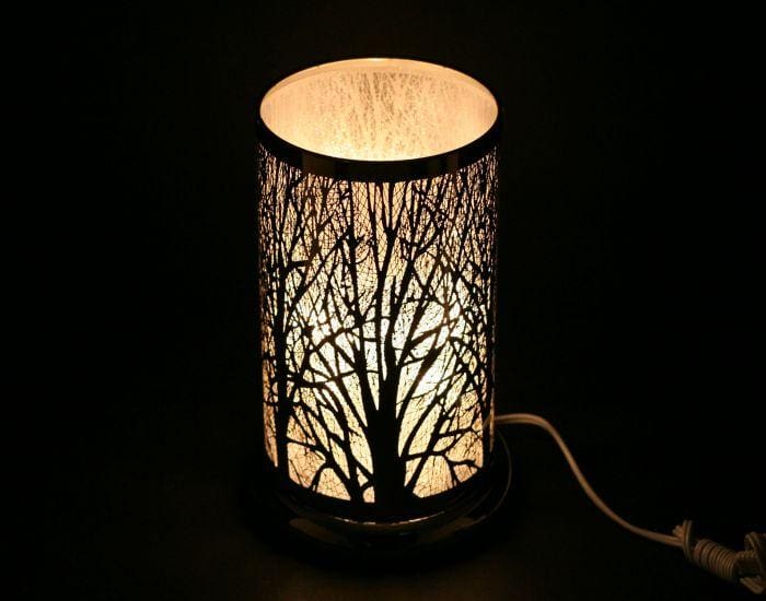 9.5" Silver Forest Design Touch Sensor Light with Scented Wax Glass Holder