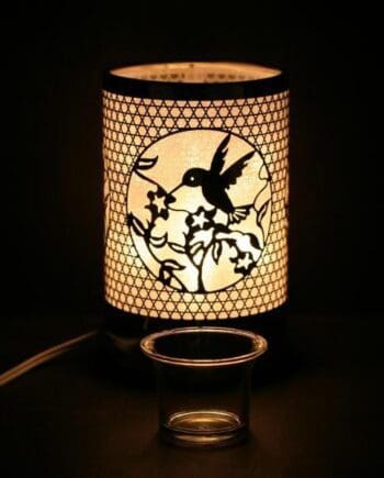 7" Silver Hummingbird Touch Sensor Light with Scented Wax Glass Holder