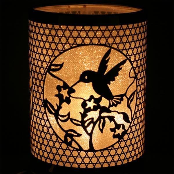 7" Silver Hummingbird Touch Sensor Light with Scented Wax Glass Holder