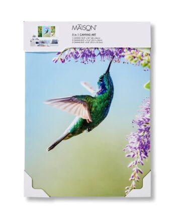 Green Hummingbird Design Canvas Wall Prints Set