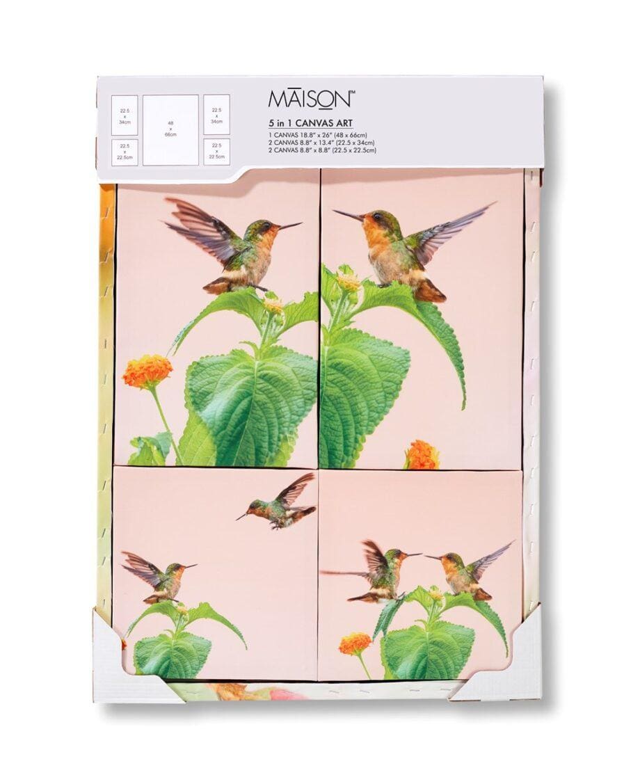 Hummingbird Design Canvas Wall Prints Set