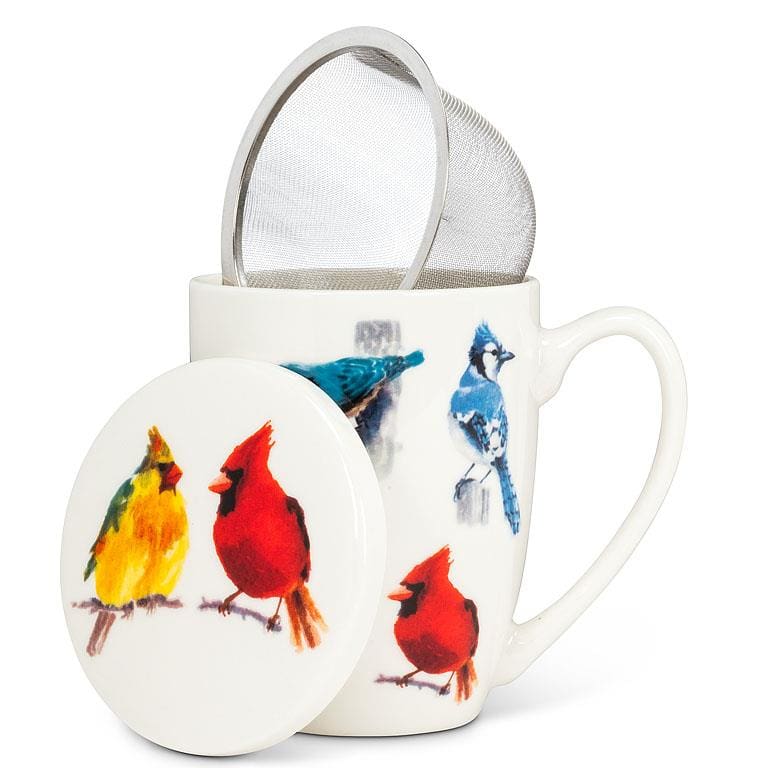 12 oz. North American Birds Covered mug with Strainer