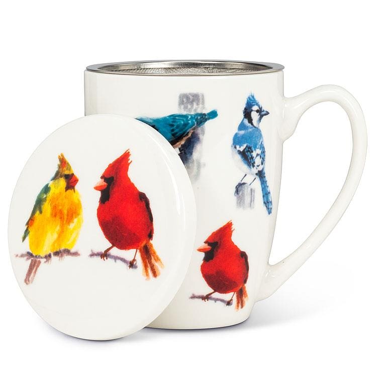 12 oz. North American Birds Covered mug with Strainer