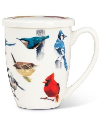 12 oz. North American Birds Covered mug with Strainer