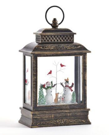 10.4" Snowman & Trees LED Water Lantern